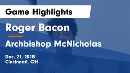 Roger Bacon  vs Archbishop McNicholas  Game Highlights - Dec. 21, 2018