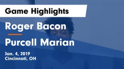 Roger Bacon  vs Purcell Marian  Game Highlights - Jan. 4, 2019