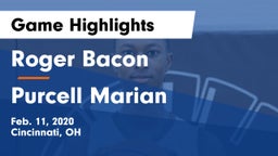 Roger Bacon  vs Purcell Marian  Game Highlights - Feb. 11, 2020