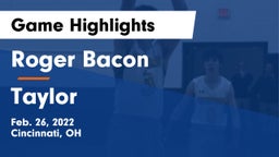 Roger Bacon  vs Taylor  Game Highlights - Feb. 26, 2022