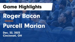 Roger Bacon  vs Purcell Marian  Game Highlights - Dec. 22, 2023