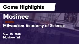 Mosinee  vs Milwaukee Academy of Science Game Highlights - Jan. 25, 2020