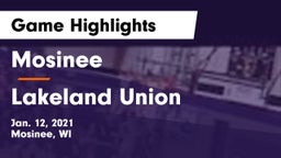 Mosinee  vs Lakeland Union  Game Highlights - Jan. 12, 2021