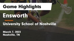 Ensworth  vs University School of Nashville Game Highlights - March 7, 2022