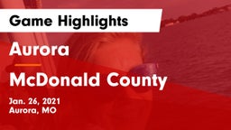 Aurora  vs McDonald County  Game Highlights - Jan. 26, 2021
