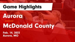 Aurora  vs McDonald County  Game Highlights - Feb. 14, 2022