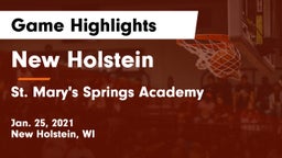 New Holstein  vs St. Mary's Springs Academy  Game Highlights - Jan. 25, 2021