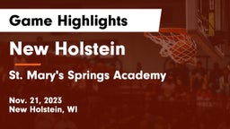 New Holstein  vs St. Mary's Springs Academy  Game Highlights - Nov. 21, 2023