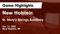 New Holstein  vs St. Mary's Springs Academy  Game Highlights - Jan. 31, 2022