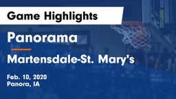 Panorama  vs Martensdale-St. Mary's  Game Highlights - Feb. 10, 2020