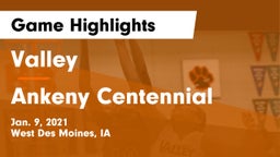 Valley  vs Ankeny Centennial  Game Highlights - Jan. 9, 2021