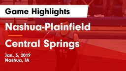 Nashua-Plainfield  vs Central Springs  Game Highlights - Jan. 3, 2019
