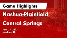 Nashua-Plainfield  vs Central Springs  Game Highlights - Jan. 21, 2022