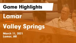 Lamar  vs Valley Springs Game Highlights - March 11, 2021