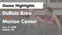 DuBois Area  vs Marion Center  Game Highlights - Jan. 17, 2020