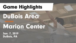 DuBois Area  vs Marion Center  Game Highlights - Jan. 7, 2019