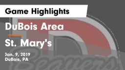 DuBois Area  vs St. Mary's  Game Highlights - Jan. 9, 2019