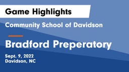 Community School of Davidson vs Bradford Preperatory Game Highlights - Sept. 9, 2022