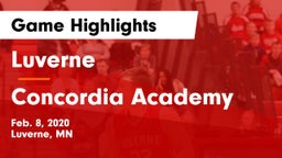 Luverne  vs Concordia Academy Game Highlights - Feb. 8, 2020