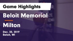 Beloit Memorial  vs Milton  Game Highlights - Dec. 30, 2019