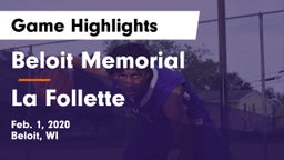 Beloit Memorial  vs La Follette  Game Highlights - Feb. 1, 2020