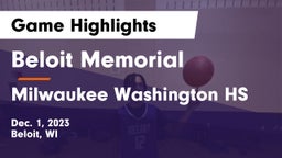 Beloit Memorial  vs Milwaukee Washington HS Game Highlights - Dec. 1, 2023