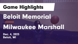 Beloit Memorial  vs Milwaukee Marshall  Game Highlights - Dec. 4, 2023