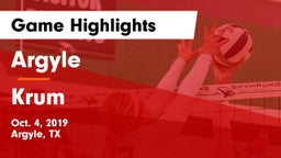 Argyle  vs Krum  Game Highlights - Oct. 4, 2019