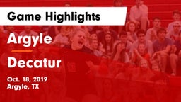 Argyle  vs Decatur  Game Highlights - Oct. 18, 2019