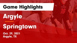 Argyle  vs Springtown  Game Highlights - Oct. 29, 2021