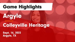 Argyle  vs Colleyville Heritage  Game Highlights - Sept. 16, 2022