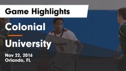Colonial  vs University  Game Highlights - Nov 22, 2016