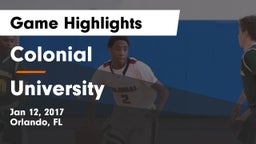 Colonial  vs University  Game Highlights - Jan 12, 2017