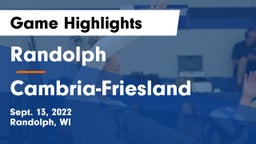 Randolph  vs Cambria-Friesland  Game Highlights - Sept. 13, 2022