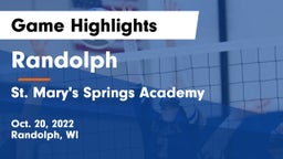 Randolph  vs St. Mary's Springs Academy  Game Highlights - Oct. 20, 2022