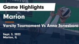 Marion  vs Varsity Tournament Vs Anna Jonesboro Game Highlights - Sept. 3, 2022