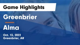 Greenbrier  vs Alma  Game Highlights - Oct. 13, 2022