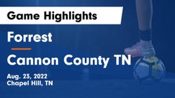 Forrest  vs Cannon County  TN Game Highlights - Aug. 23, 2022