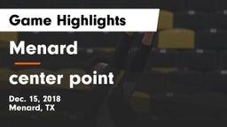 Menard  vs center point Game Highlights - Dec. 15, 2018