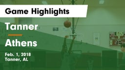 Tanner  vs Athens  Game Highlights - Feb. 1, 2018