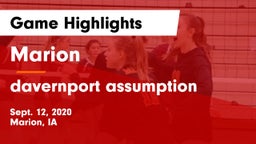 Marion  vs davernport assumption Game Highlights - Sept. 12, 2020