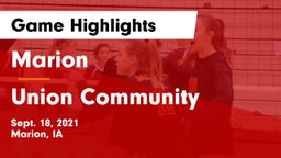 Marion  vs Union Community  Game Highlights - Sept. 18, 2021