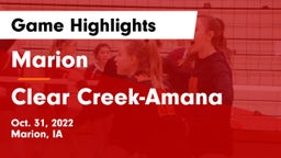 Marion  vs Clear Creek-Amana Game Highlights - Oct. 31, 2022