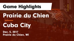 Prairie du Chien  vs Cuba City  Game Highlights - Dec. 5, 2017