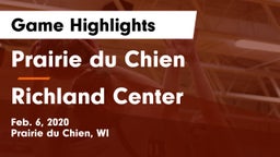 Prairie du Chien  vs Richland Center  Game Highlights - Feb. 6, 2020