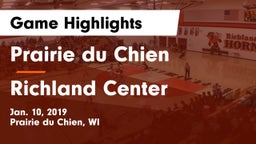 Prairie du Chien  vs Richland Center  Game Highlights - Jan. 10, 2019