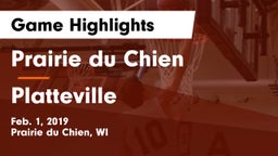 Prairie du Chien  vs Platteville  Game Highlights - Feb. 1, 2019