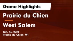 Prairie du Chien  vs West Salem  Game Highlights - Jan. 16, 2021