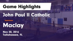 John Paul II Catholic  vs Maclay Game Highlights - Nov 30, 2016