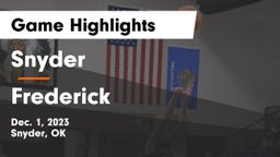 Snyder  vs Frederick  Game Highlights - Dec. 1, 2023